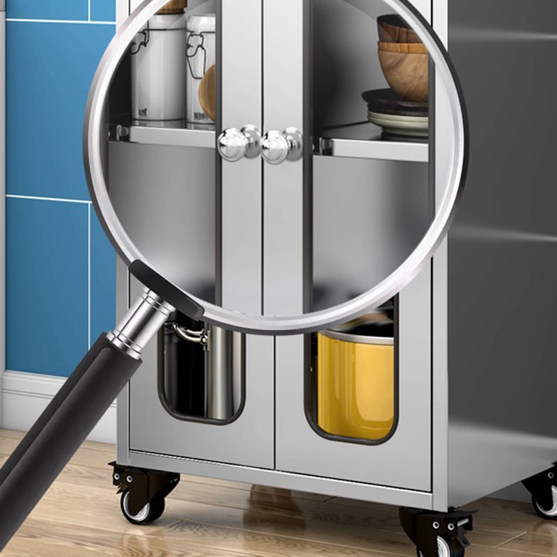 Chrome metalen dressoir met wielen moderne indoor dinerserver met kasten