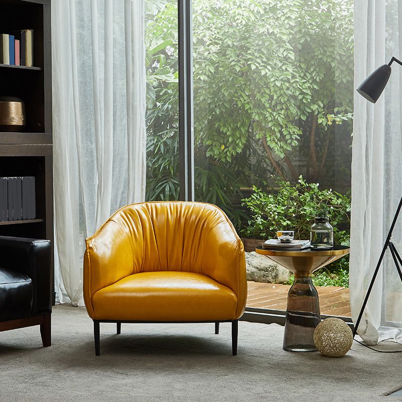 Braccia in pelle per camera da letto a colori solidi inclusi braccia rotonde sedia a barre posteriore