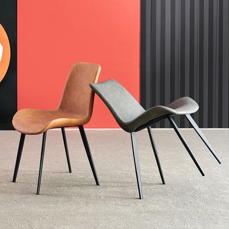 Sillas de comedor de cuero industrial sólidos laterales laterales para la cocina