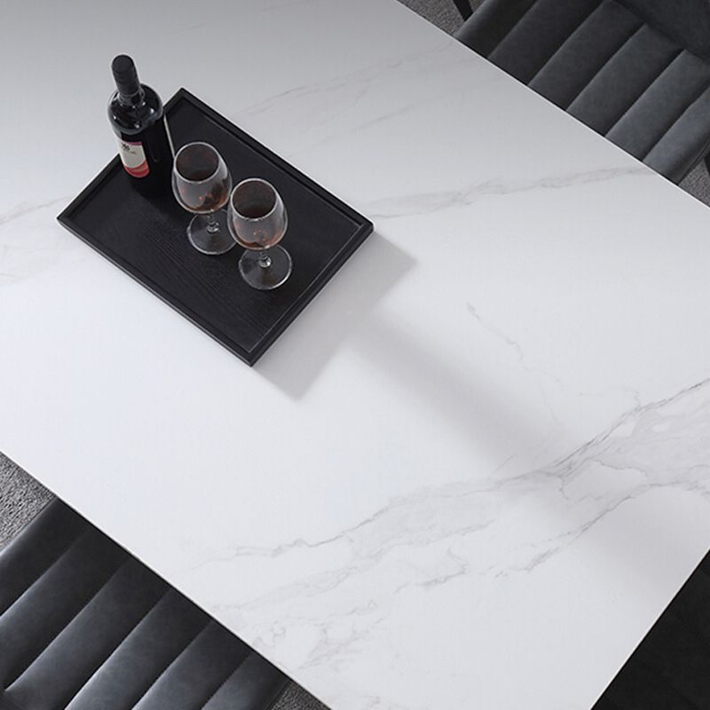 Set da pranzo moderno con piano in pietra sinterizzata Set tavolo da pranzo rettangolare 1/2/5/7 pezzi