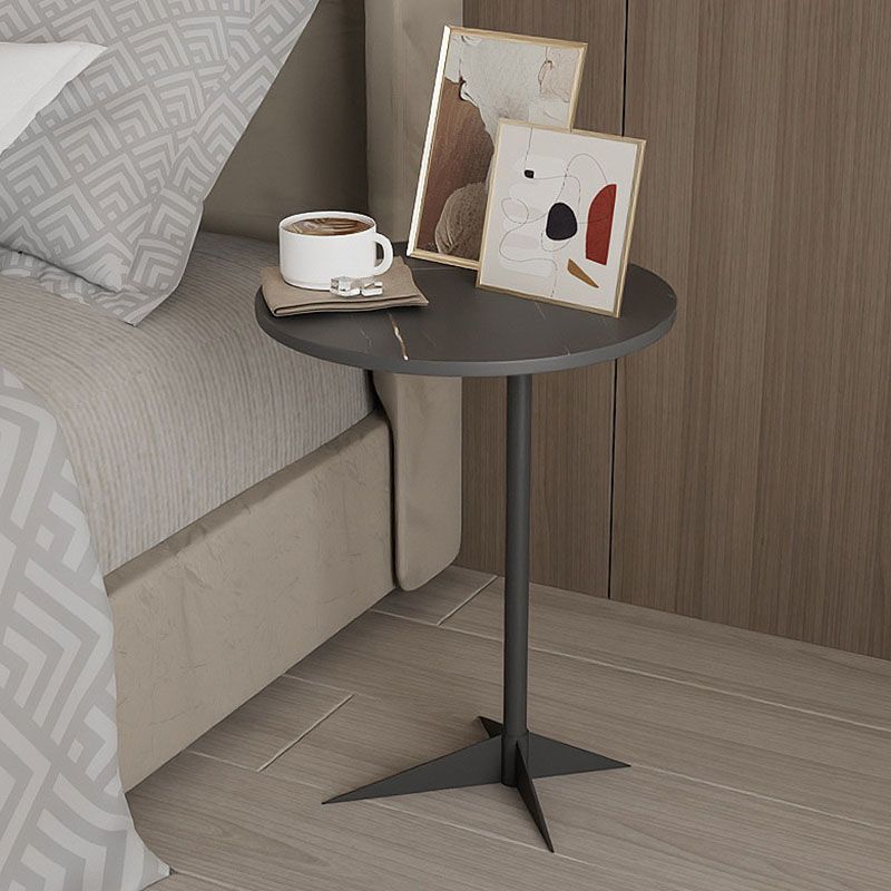 Modern Round Slate Side End Table Metal Pedestal Sofa Side Table Clearhalo 'Coffee & Accent Tables' 'End & Side Tables' 'end_side_tables' 'furn' 'furn_end_side_tables' 'Furniture' 'Living Room Furniture' 1200x1200_2434a9e9-8fc2-42fa-83ad-06b38c5ff8ba