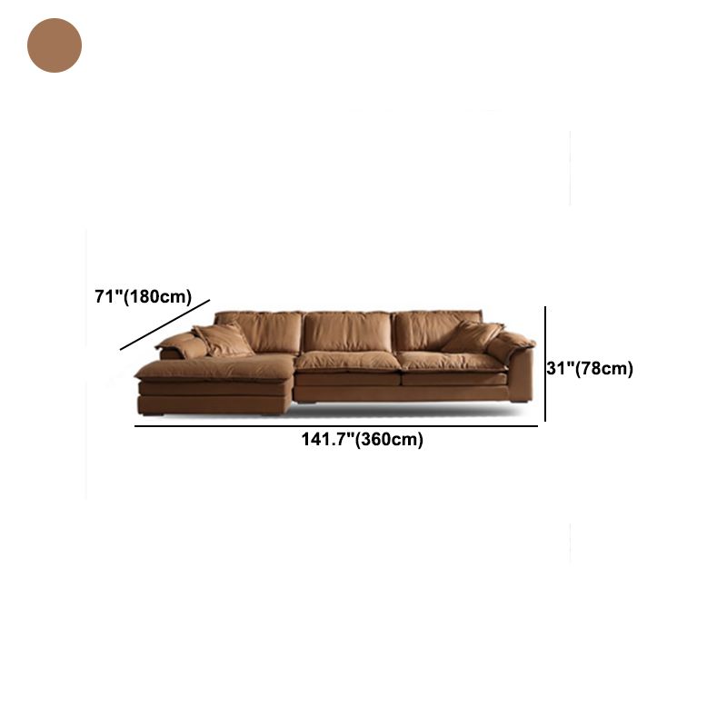 Divano top cuscino marrone e chaise in pelle finta divano posteriore sciolto - 30,7 "h
