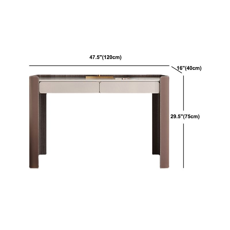 Glam Slate Top Makeup Vanity Set 2-Drawer Vanity Makeup Dressing Table Set