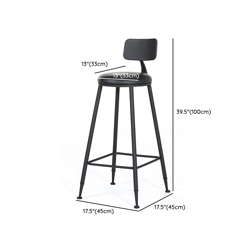 Contemporary Metal Dining Stools Armless Bar Stools with Black Base