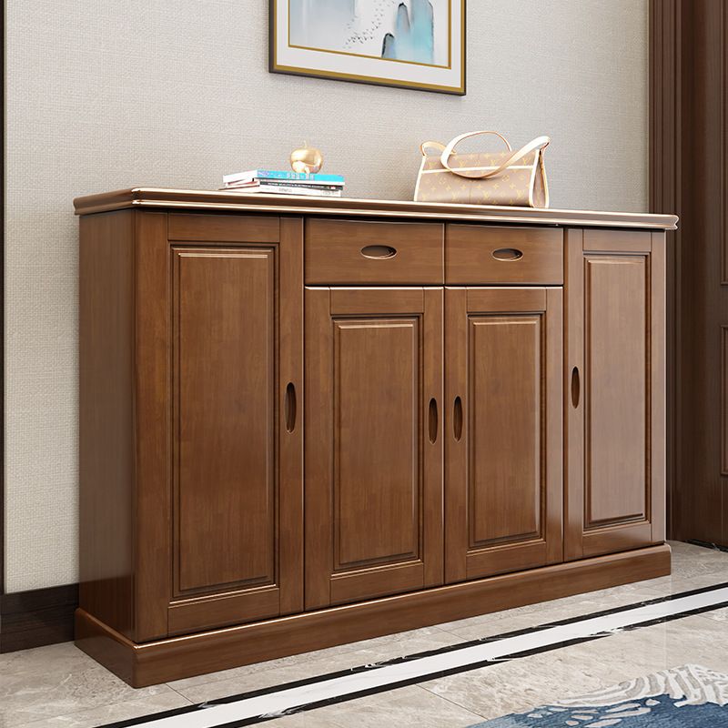 Moderne moderne accentkast uit het midden van de eeuw met laden en planken in rubberwood