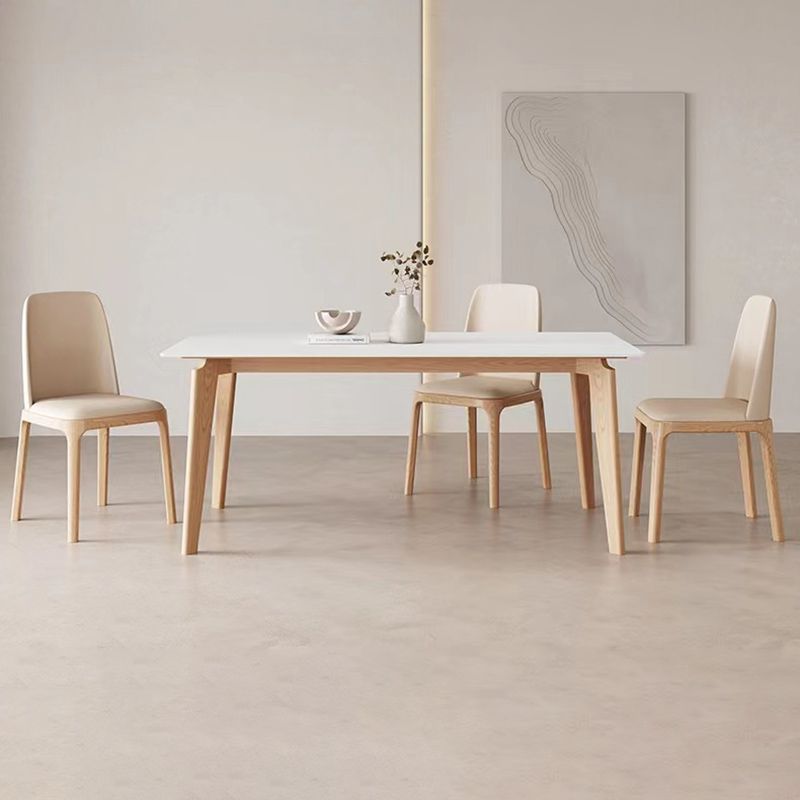 Modern 1/2/4/5/6/7 Pieces Dining Table Set Stone Rectangle Furniture in White