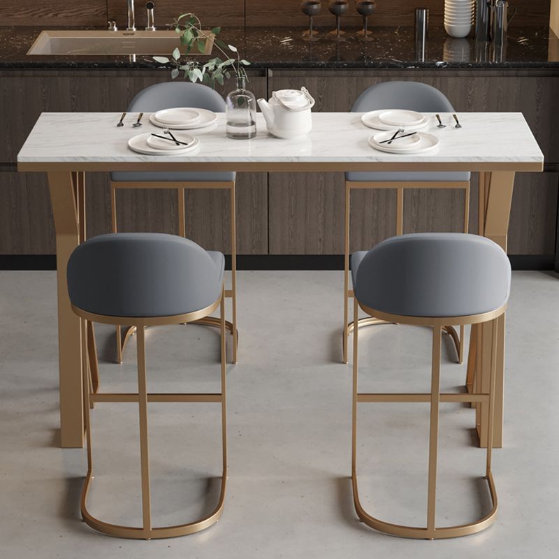 Glam Rectangle Faux Marble Pub Bar Table Gold Iron Bar Dining Table with Double Pedestal Clearhalo 'Bar Furniture' 'Bar Tables' 'bar_tables' 'furn' 'furn_bar_tables' 'Furniture' 'furniture_bar_tables' 'Kitchen & Dining Furniture' 'kitchen&dining_furn' 'kitchen' 1200x1200_243e338b-becd-4412-977e-d49c9dc02518