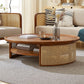 12"H Contemporary Cocktail Table Storage Brown Round Coffee Table