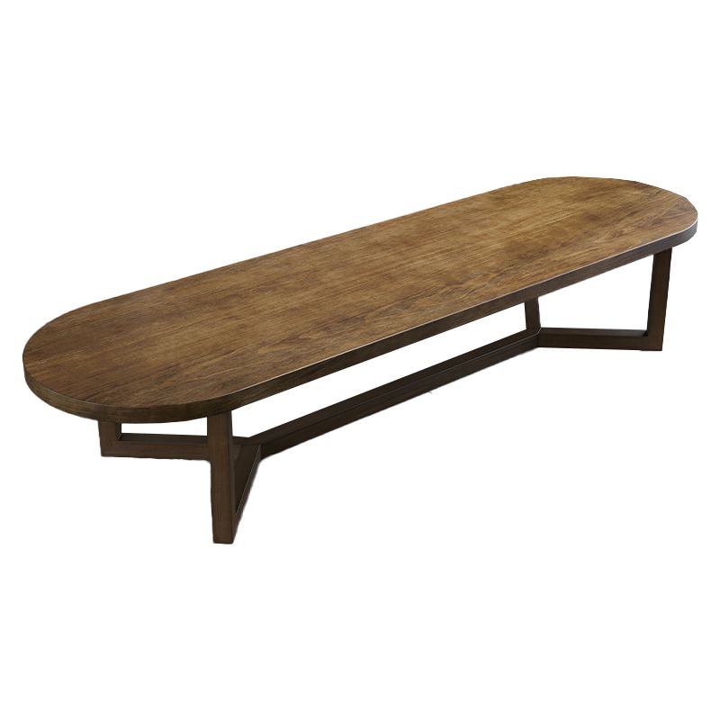 Escritorio de escritura industrial de 29.25 pulgadas H escritorio de oficina ovalada de madera maciza