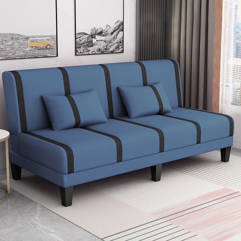 Linen/Velvet/Faux Leather Armless Convertible Sofa Tight Back Sofa Bed with Lumbar Pillow Clearhalo 'furn' 'furn_sofas' 'Furniture' 'furniture_sofas' 'Living Room Furniture' 'Sofa' 'sofas' 1200x1200_2440d860-20da-422e-a2b0-1e9736216643