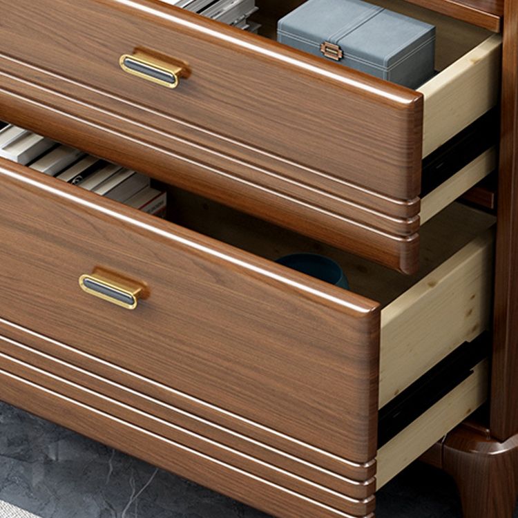 Mid-Century Modern Chest with 1 Shelf and Drawers and Legs in Walnut Clearhalo 'Cabinets & Chests' 'cabinets_chests' 'furn' 'furn_cabinets_chests' 'Furniture' 'Living Room Furniture' 1200x1200_24414118-d57d-4216-91e7-55ba6dfc86d5