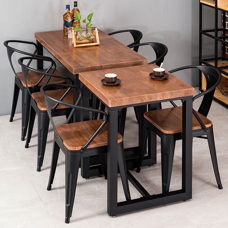 Solid Wood Dining Table Industrial Brown Top Dining Table with Black Frame Clearhalo 'Dining Tables & Seating' 'Dining Tables' 'dining_table' 'furn' 'furn_dining_table' 'Furniture' 'Kitchen & Dining Furniture' 1200x1200_244279dd-b03c-4881-95ed-97242fc12b8b