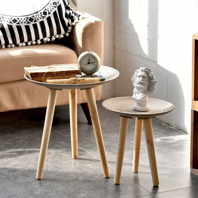 Modern White Wooden Coffee Table Round Coffee Table with Three Legs Clearhalo 'Coffee & Accent Tables' 'Coffee Tables' 'coffee_tables' 'furn' 'furn_coffee_tables' 'Furniture' 'furniture_coffee_tables' 'Living Room Furniture' 1200x1200_24435842-b195-4194-a119-111ec833242f