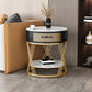 Drawer Side Accent Table Stone Top Metal Frame End Table with Shelf Clearhalo 'Coffee & Accent Tables' 'End & Side Tables' 'end_side_tables' 'furn' 'furn_end_side_tables' 'Furniture' 'Living Room Furniture' 1200x1200_2443d1b5-d66c-4228-9d52-e39a32679ef4