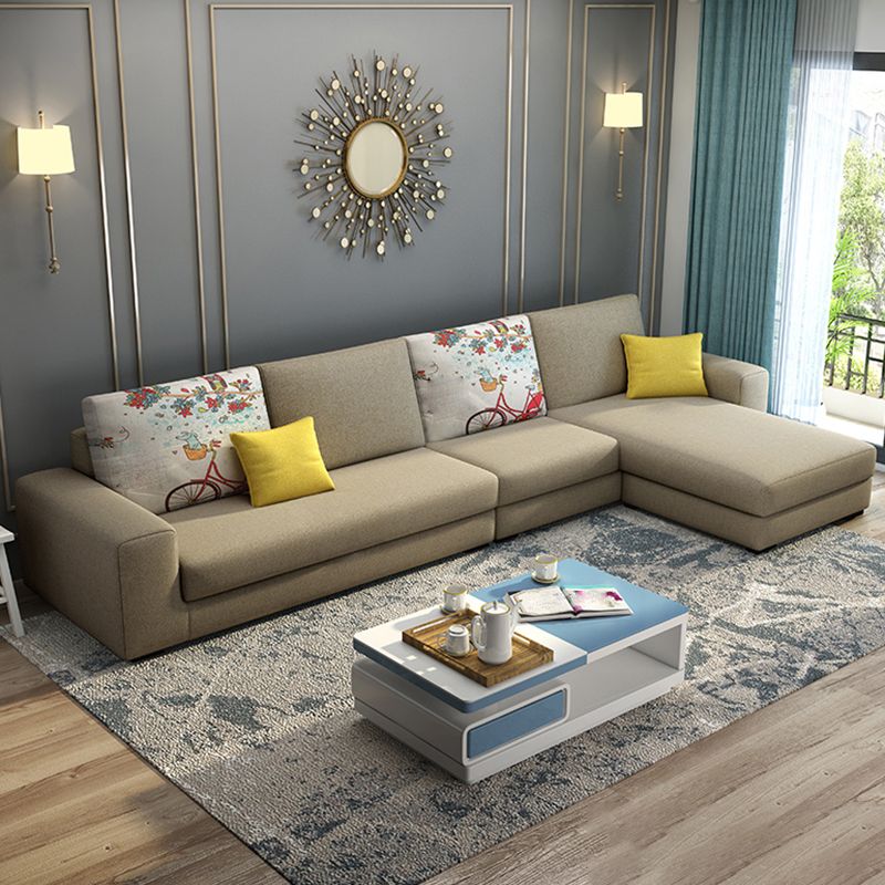 27.56"H Square Arm Sectional Removable Cushions Sofa and Chaise Clearhalo 'furn' 'furn_sectionals' 'Furniture' 'furniture_sectionals' 'kitchen' 'kitchen_sectionals' 'Living Room Furniture' 'Sectionals' 1200x1200_24441c4c-4931-4ae9-b006-28f31703a97f