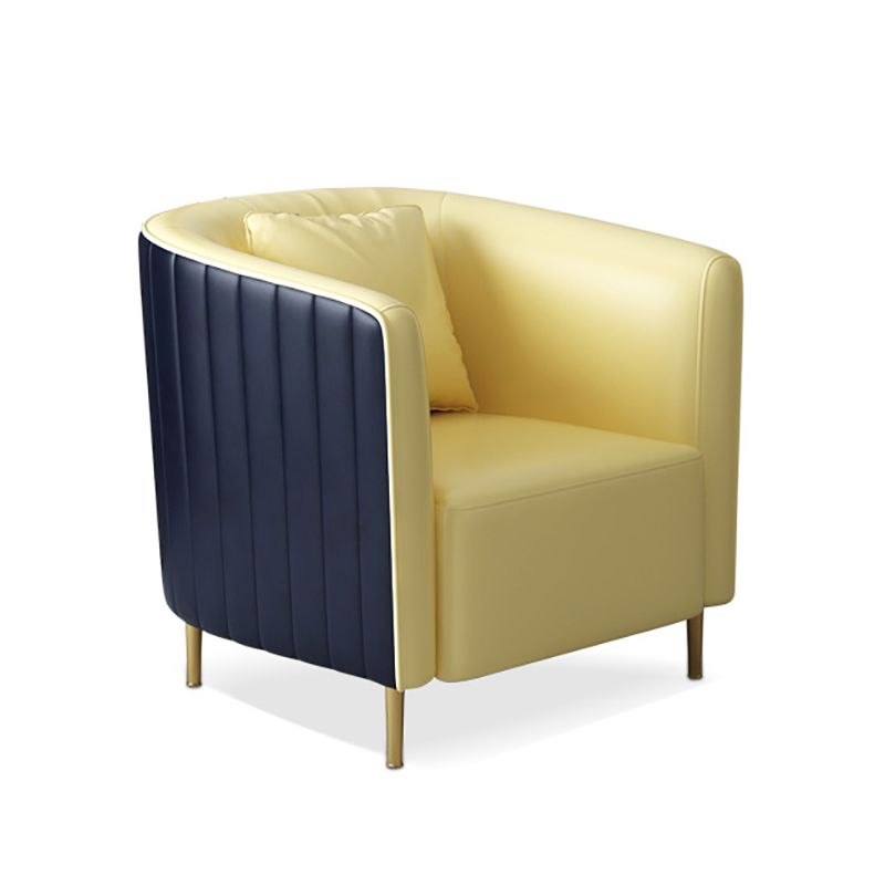 Pillow Back Arms Included Chair Gold Four Legs Barrel Accent Chair