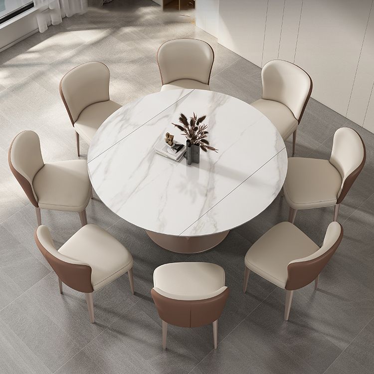 Modern Scalable Dinette Set 1/2/3/7/9 Pieces Round White Sintered Stone Dining Table Set Clearhalo 'Dining Room Sets' 'Dining Tables & Seating' 'dining_room_set' 'furn' 'furn_dining_room_set' 'Furniture' 'furniture_dining_room_set' 'Kitchen & Dining Furniture' 1200x1200_2445f345-a5e9-4c65-9525-dc78a7ded9fe