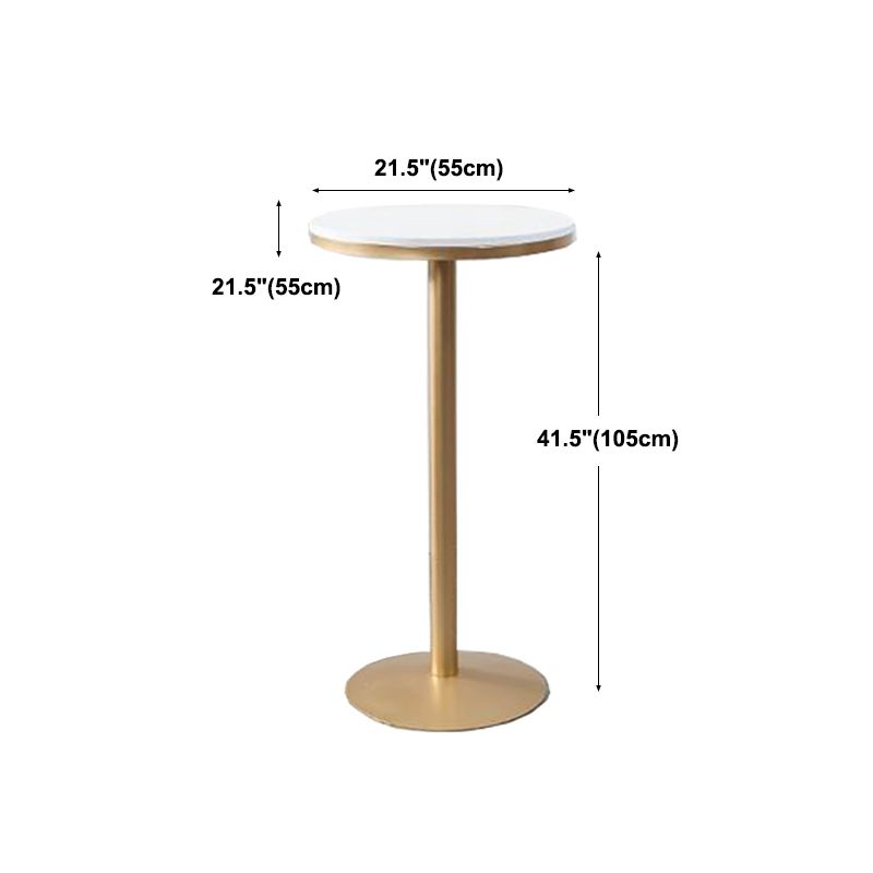 Industrial Gold Bar Table 21.6"W Round Top White Wood Bistro Table for Breakroom Clearhalo 'Bar Furniture' 'Bar Tables' 'bar_tables' 'furn' 'furn_bar_tables' 'Furniture' 'furniture_bar_tables' 'Kitchen & Dining Furniture' 'kitchen&dining_furn' 'kitchen' 1200x1200_24478987-4c27-4685-a64f-6717a61f4c6f