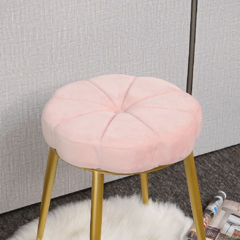 Velvet Upholstered Ottoman Velvet Colored Flower Shape Metal Frame Ottoman Clearhalo 'furn' 'furn_ottomans_poufs' 'Furniture' 'Living Room Furniture' 'Ottomans & Poufs' 'ottomans_poufs' 1200x1200_2449af63-471f-4348-87a4-e8458105dbf0