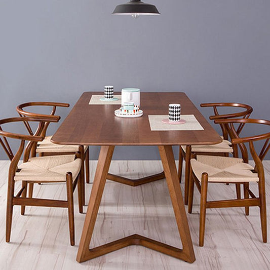 Rectangle Double Pedestal Table Modern Pine Solid Wood Dining Site Table