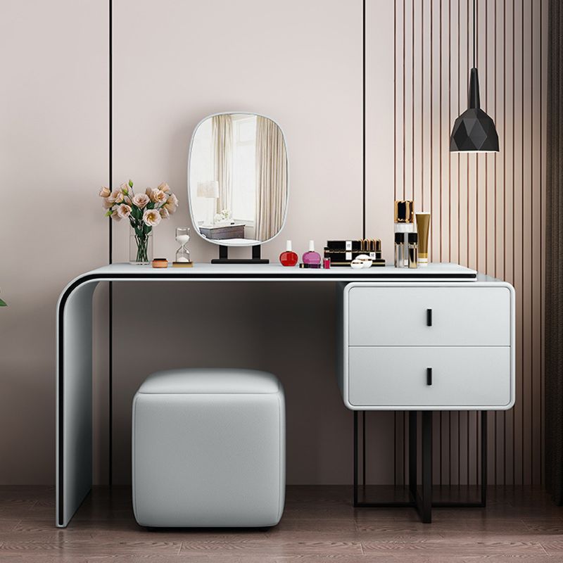 Specchio camera da letto glam doppi cassetti in pelle finta vanità per trucco in piedi