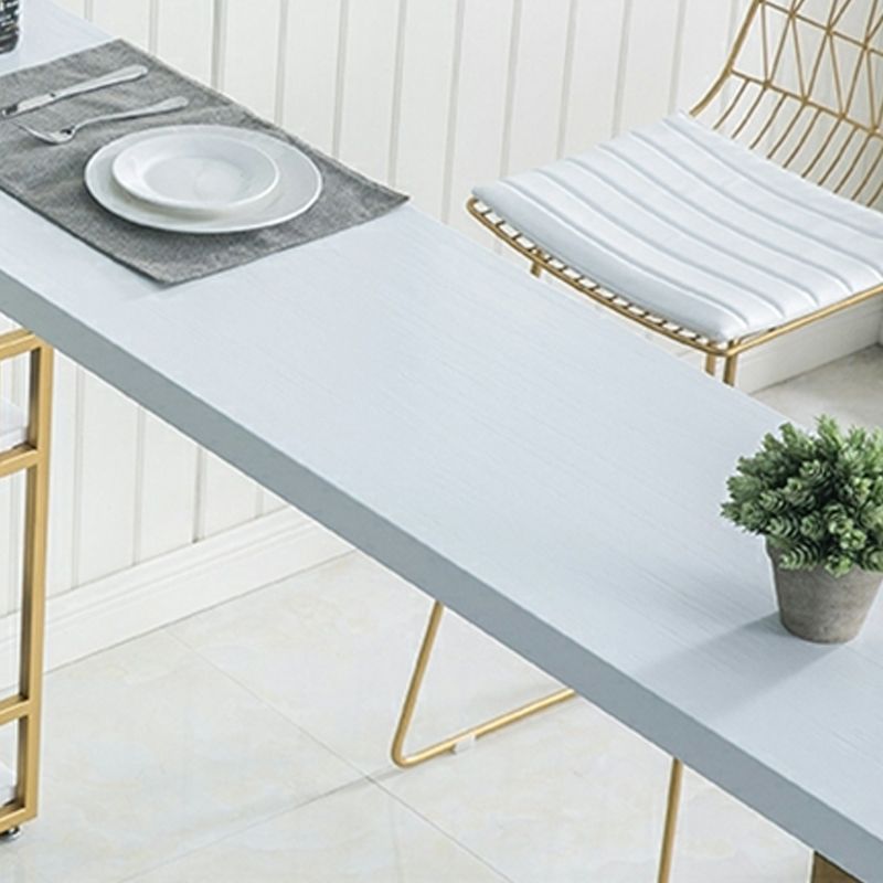 Tavolo da bar rettangolo in stile glam in legno massiccio tavolo da pranzo a barra piedistallo doppia con conservazione