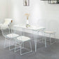 Armless Kitchen Dining Side Chair Metal Dining Chair in White