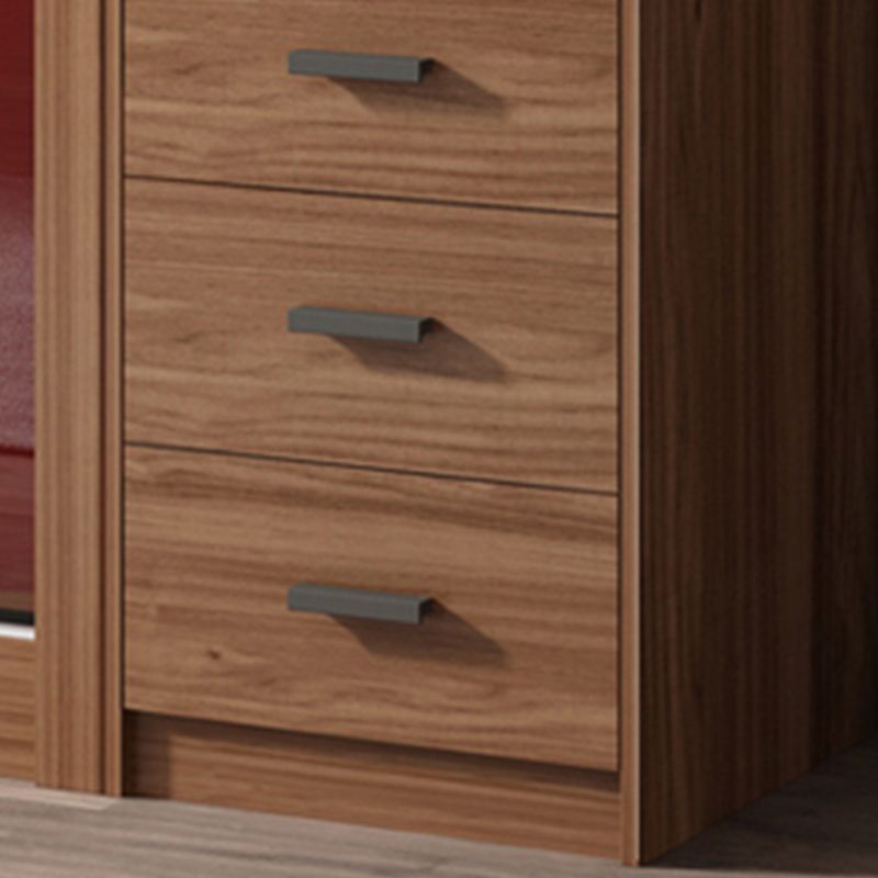 Modern Bedroom Wooden Storage Cabinet Sliding Doors Armoire with Glass Doors Clearhalo 'Armoires & Wardrobes' 'armoires_wardrobes' 'Bedroom Furniture' 'furn' 'furn_armoires_wardrobes' 'Furniture' 1200x1200_24501f0c-467f-450f-83e8-e26c4ee2d9c7