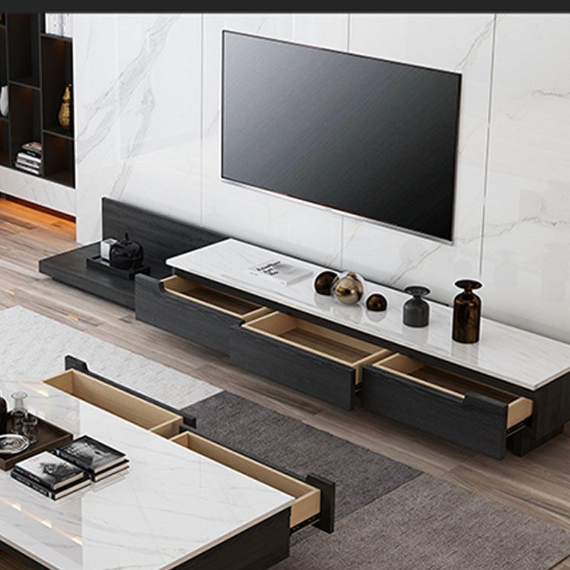 TV-Ständer im zeitgenössischen Stil, graue TV-Konsole mit Schubladen für das Wohnzimmer