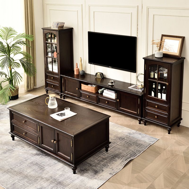 Porte de sol en bois de bouteille traditionnel en bois massif avec étagères de rangement en marron