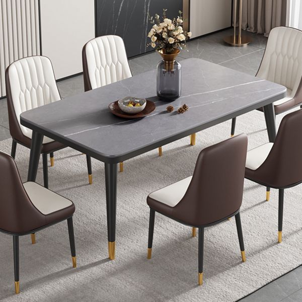 Minimalist Sintered Stone Top Kitchen Dining Table Rectangle Shape Dining Table with 4 Legs Base Clearhalo ' dining_table' 'Dining Tables & Seating' 'Dining Tables' 'Furniture' 'furniture_dining_table' 'Kitchen & Dining Furniture' 'kitchen&dining_furn' 'kitchen' 'kitchen_dining_table' 1200x1200_245575f4-50b9-4c3b-882b-3dc0751ca8b0