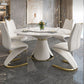 Round Dining Table Set with Padded Chairs 1/5/7 Pieces White Dining Set for Home