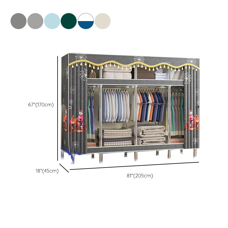 Freestanding Metal Frame Wardrobe Modern Removable Wardrobe with Legs Clearhalo 'Armoires & Wardrobes' 'armoires_wardrobes' 'Bedroom Furniture' 'furn' 'furn_armoires_wardrobes' 'Furniture' 1200x1200_24569915-f176-4613-9611-e56936c49b02