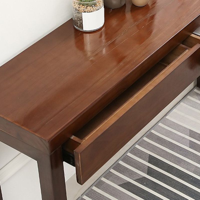 Divano console largo 12 pollici Tavolo da console in legno a 2 disegni in marrone scuro
