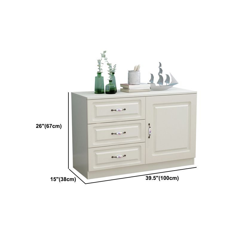 Modern White Accent Chest with Drawers 14.96" Wide Side Cabinet with Door