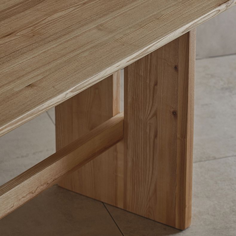 Modern Rectangle Trestle Dining Table Natural Ash Wood Table