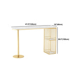 Glam Style Bar Table Faux Marble Double pedestal Bar Dining Table with Storage Clearhalo 'Bar Furniture' 'Bar Tables' 'bar_tables' 'furn' 'furn_bar_tables' 'Furniture' 'Kitchen & Dining Furniture' 1200x1200_245ccc76-49d5-44e6-b110-c59f8cf2d44f