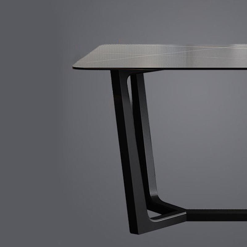 Industrial Sintered Stone Table for Restaurant Rectangle Dining Table with Trestle Base Clearhalo 'Dining Tables & Seating' 'Dining Tables' 'dining_table' 'furn' 'furn_dining_table' 'Furniture' 'Kitchen & Dining Furniture' 1200x1200_245d69c2-7968-42f9-97c6-69fa4d956608