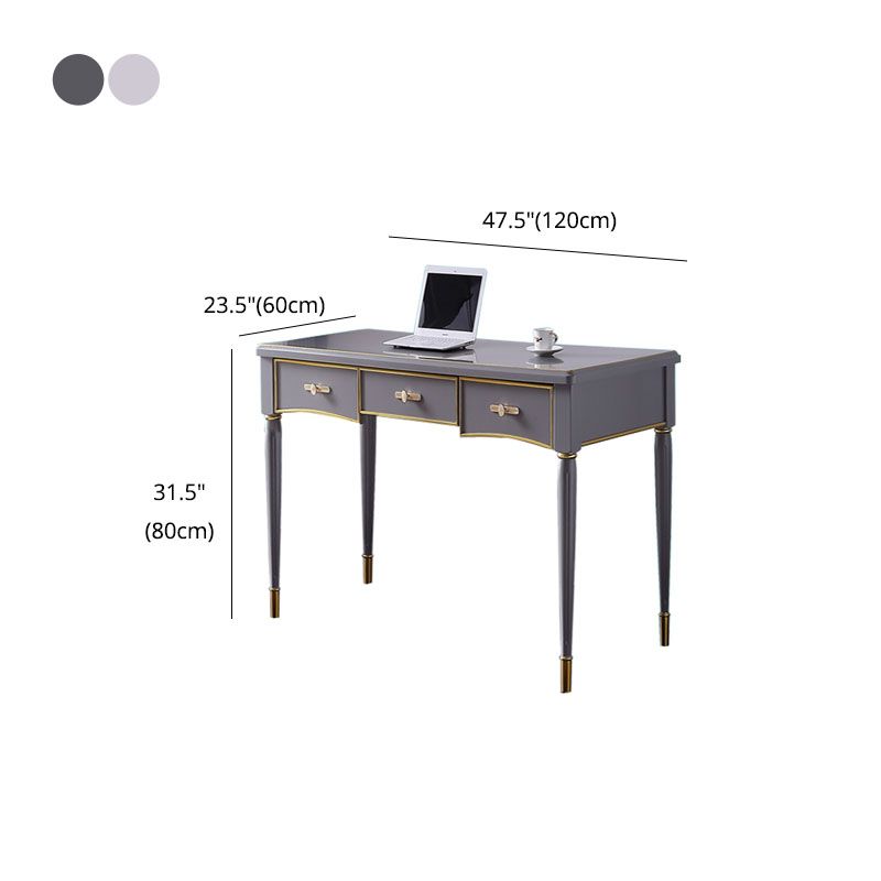 Glam -stijl Parsons schrijven bureau gebogen schrijfbureau met 3 laden