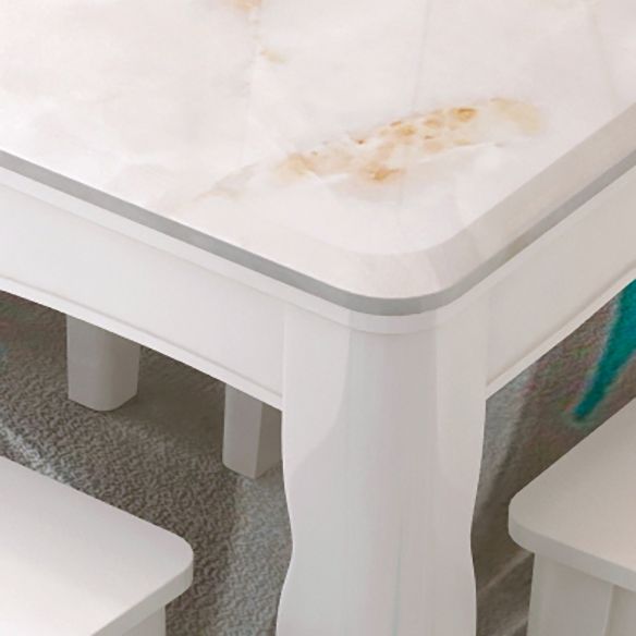 Contemporary Style Marble Dining Set with White Fixed Table and 4 Legs Base Clearhalo 'Dining Room Sets' 'Dining Tables & Seating' 'dining_room_set' 'furn' 'furn_dining_room_set' 'Furniture' 'furniture_dining_room_set' 'Kitchen & Dining Furniture' 'kitchen&dining_furn' 'kitchen' 1200x1200_245e51ae-6d36-498c-bdcf-e592ec5fbf60
