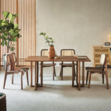 Rectangle Wood Dining Table Modern White Oak Table in Walnut with Double Pedestal Clearhalo ' dining_table' 'Dining Tables & Seating' 'Dining Tables' 'furn' 'furn_dining_table' 'Furniture' 'furniture_dining_table' 'Kitchen & Dining Furniture' 'kitchen&dining_furn' 'kitchen' 'kitchen_dining_table' 1200x1200_245e9686-57e0-486a-91bf-c983259d83c9