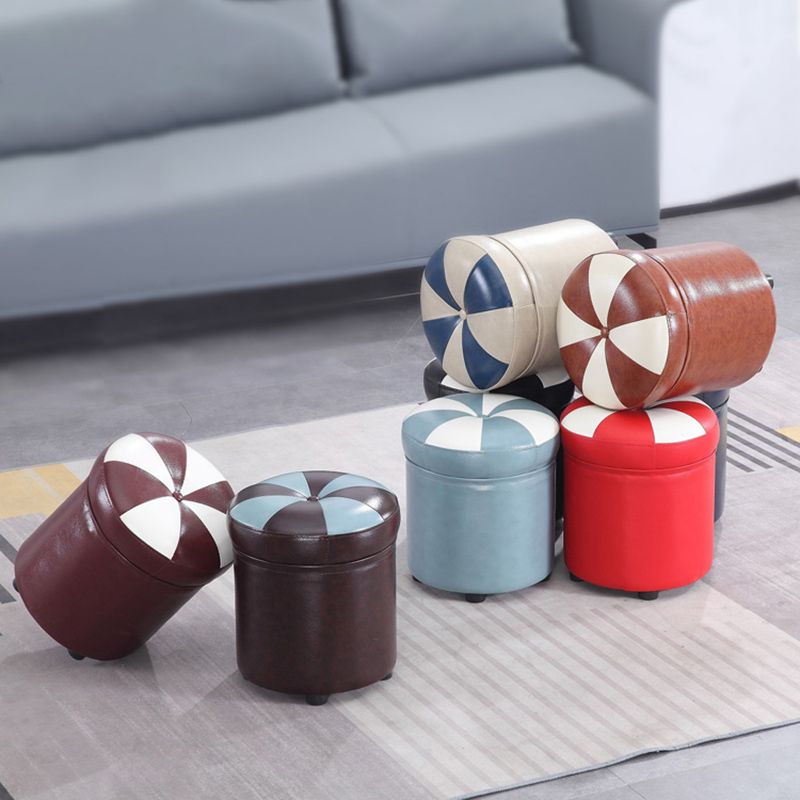 Modern Pouf Ottoman Faux Leather Tufted Geometric Printed Cylinder Shape Ottoman Clearhalo 'furn' 'furn_ottomans_poufs' 'Furniture' 'Living Room Furniture' 'Ottomans & Poufs' 'ottomans_poufs' 1200x1200_245f5984-4749-4415-bdce-e29d9cd407bd