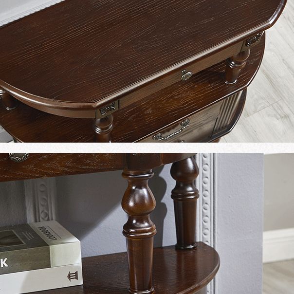 Mid Century Modern Wood Console Table Half Moon Console Accent Table for Hall