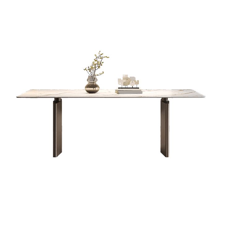 Mesa de comedor de lujo tradicional mesa de doble pedestal con base de acero