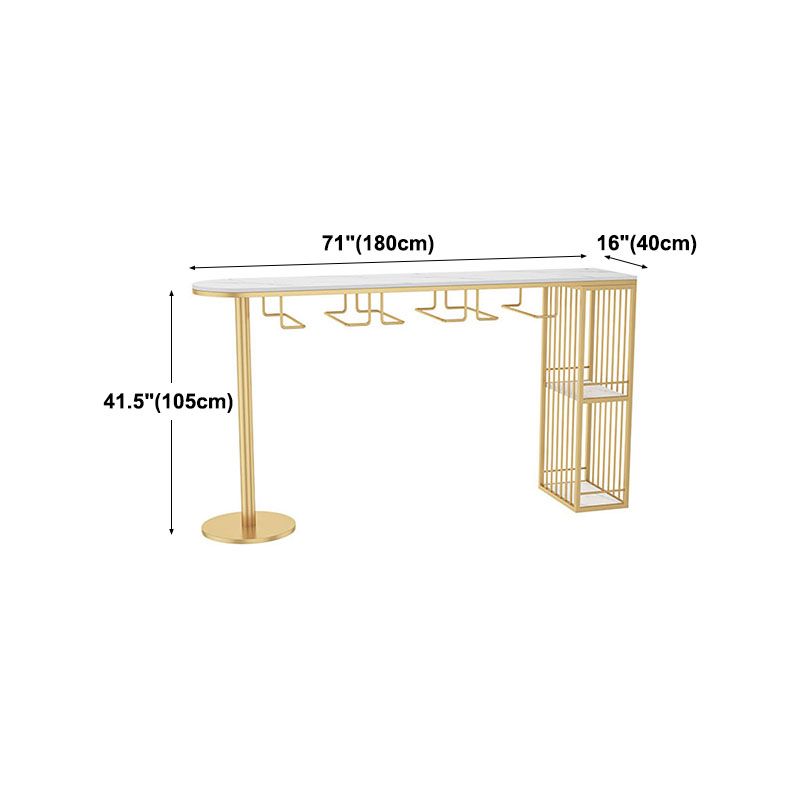 Glam 41.3"H Iron Bar Table Marble White Top Specialty Bistro Table in Gold Clearhalo 'Bar Furniture' 'Bar Tables' 'bar_tables' 'furn' 'furn_bar_tables' 'Furniture' 'furniture_bar_tables' 'Kitchen & Dining Furniture' 'kitchen&dining_furn' 'kitchen' 1200x1200_2469bd8c-947f-4e73-a85e-be0d6aee5b86