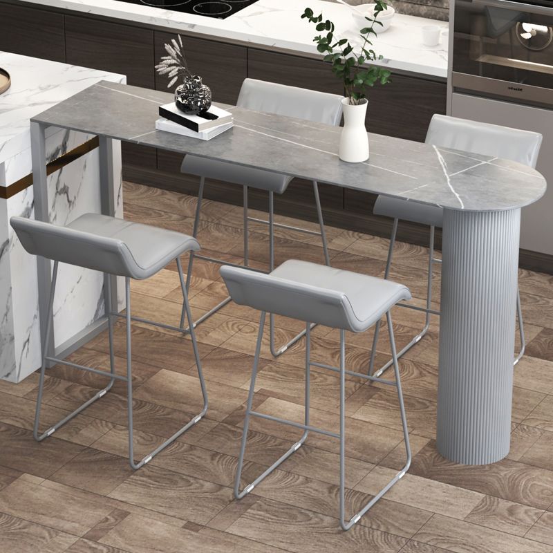 Modern Marble Pub Table with Specialty Table Top Double Pedestal Table- 41.3" H Clearhalo 'Bar Furniture' 'Bar Tables' 'bar_tables' 'furn' 'furn_bar_tables' 'Furniture' 'furniture_bar_tables' 'Kitchen & Dining Furniture' 1200x1200_2469bf97-f6f2-4368-941b-b362759a5f35