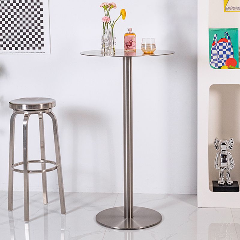 Industrial Metal Bar Dining Table Round Bistro Bar Table with Pedestal Clearhalo 'Bar Furniture' 'Bar Tables' 'bar_tables' 'furn' 'furn_bar_tables' 'Furniture' 'Kitchen & Dining Furniture' 1200x1200_246b240f-08d9-4eee-96a1-adf53d9f8b30