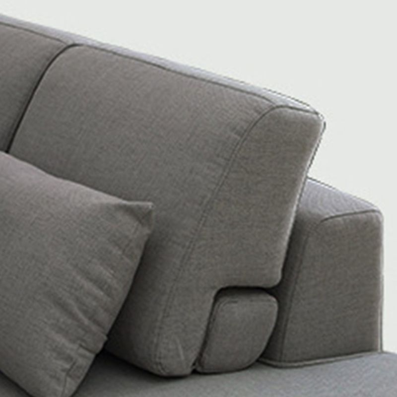 Blu/grigio braccio quadrato a 4 posti sezionale in tessuto sciolto