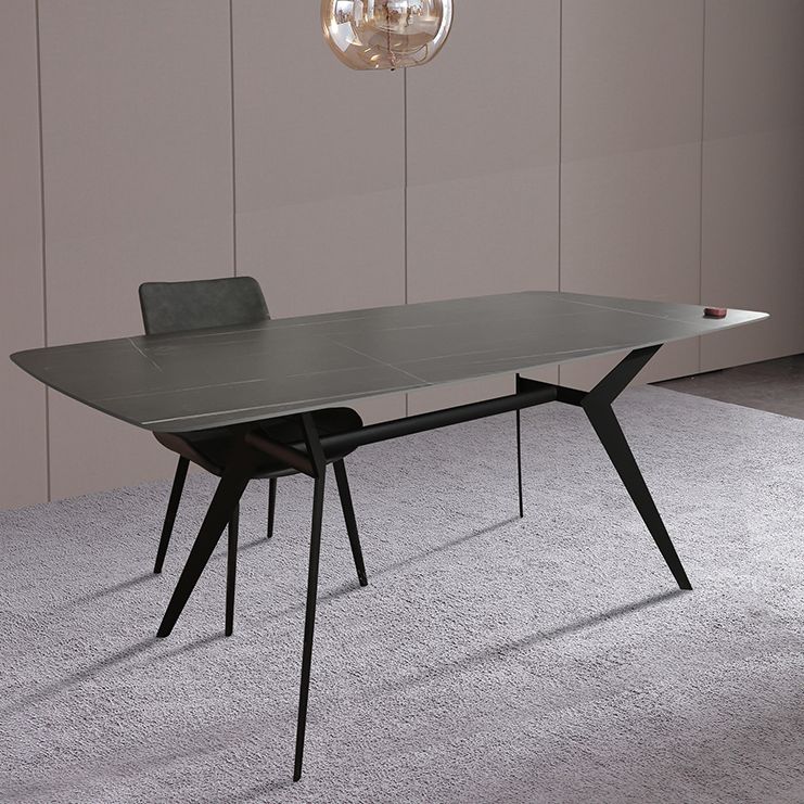 Industrial Sintered Stone Dining Table Rectangle Black Top Table with Metal Base Clearhalo ' dining_table' 'Dining Tables & Seating' 'Dining Tables' 'Furniture' 'furniture_dining_table' 'Kitchen & Dining Furniture' 'kitchen&dining_furn' 'kitchen' 'kitchen_dining_table' 1200x1200_24703ff9-f2da-4786-b050-4feef259c90a