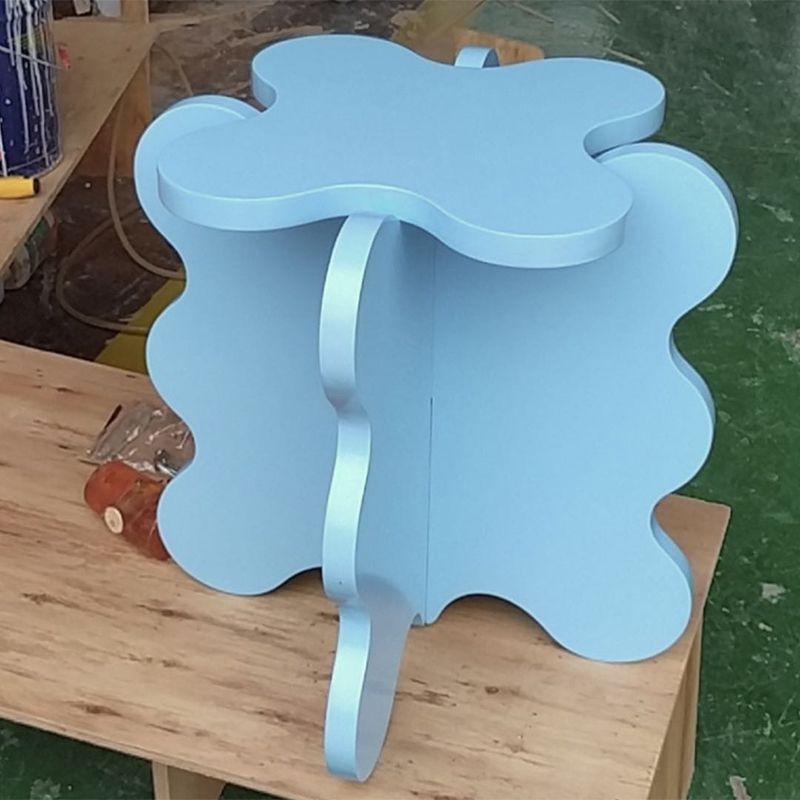 19.6" L X19.6" W X 19.6" H Modern Geometric Wood Side Table for Living Room